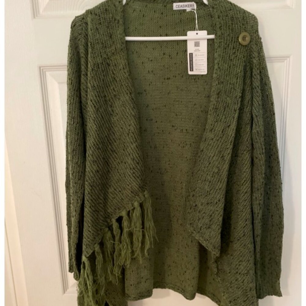 Green wrap sweater shawl